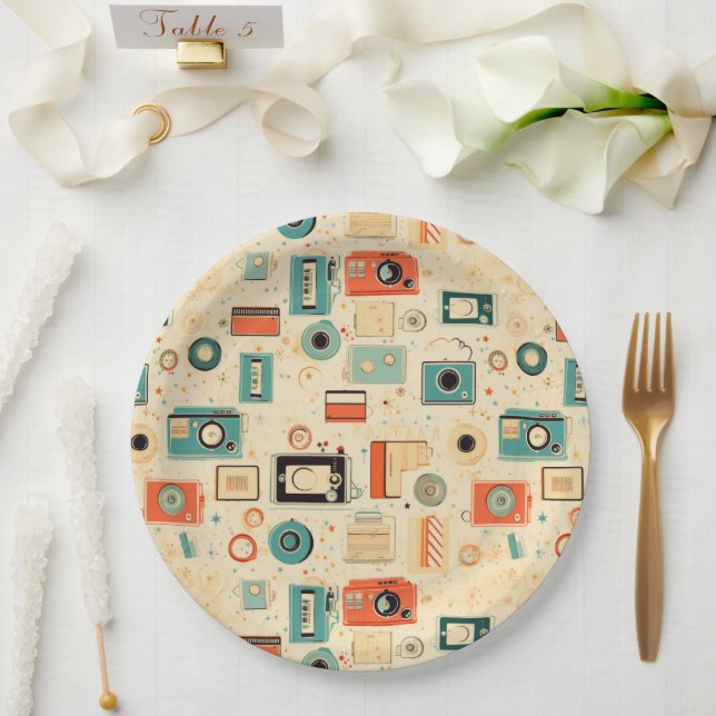 Assiettes En Carton Motif vintage (Mariage)