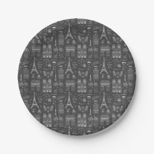 Assiettes En Carton Motif Whimsical Paris Doodles