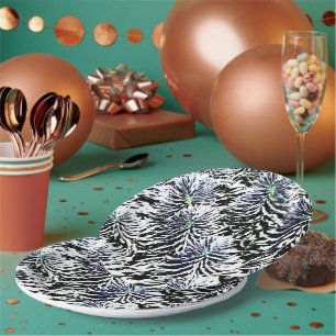Assiettes En Carton Motifs plantes en blanc