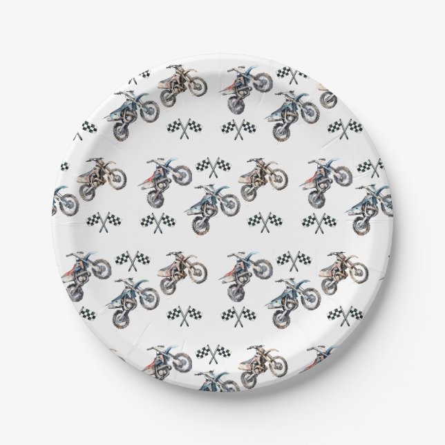 Assiettes En Carton Moto à vélo droit Anniversaire Plaque papier (Devant)