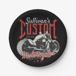 Assiettes En Carton Moto personnalisé Big Bad Bike Bike Garage