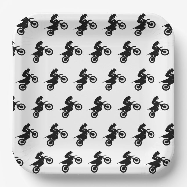 Assiettes En Carton Motocross Dirt Bike Fête d'anniversaire (Recto)