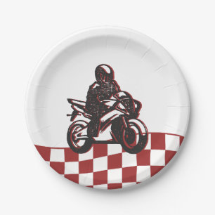 Assiettes En Carton Motocross Red Dirt Bike Boys Anniversaire