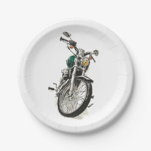Assiettes En Carton Motocyclette en encre I