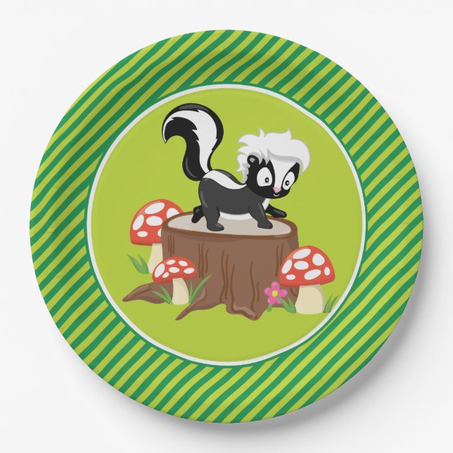 Assiettes En Carton Mouffette des animaux | de région boisée (Devant)