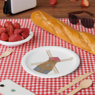 Assiettes En Carton Moulin à vent mignon
