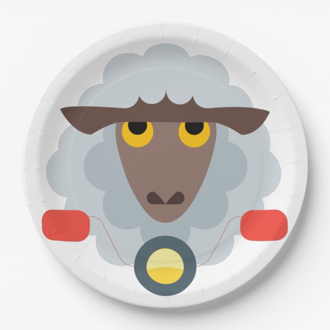 Assiettes En Carton Moutons sur moto (Devant)