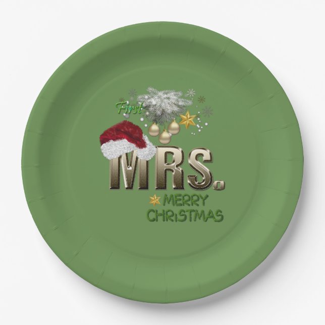 Assiettes En Carton MRS. Premier Noël (Devant)