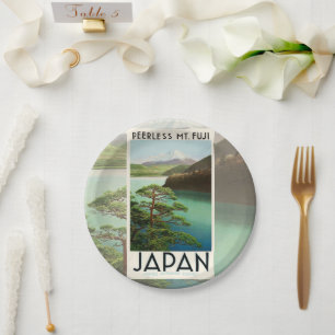 Assiettes En Carton Mt Fuji Japon affiche Voyage Art Vintage
