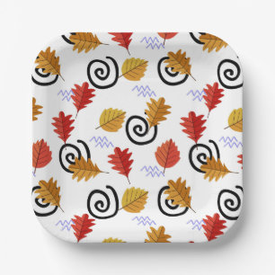 Assiettes En Carton Multicolor Fall Feuilles géographiques