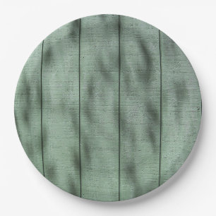 Assiettes En Carton Mur en bois vert rustique avec les ombres
