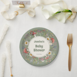 Assiettes En Carton Mushroom Baby Shower 