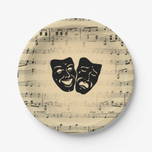 Assiettes En Carton Musique antique et masques de théâtre