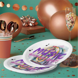 Assiettes En Carton Musique de Jukebox Rétro pour Fête d'Anniversaire