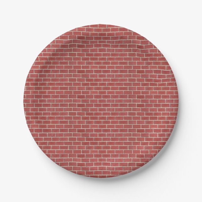 Assiettes En Carton Musique de mur en briques rouges (Devant)
