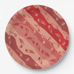Assiettes En Carton Musique Note rayures rouge