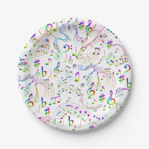 Assiettes En Carton Musique, notes musicales
