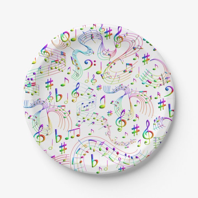 Assiettes En Carton Musique, notes musicales (Devant)