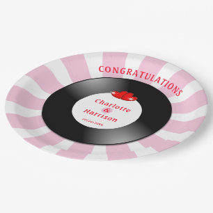 Assiettes En Carton Musique Retro Vinyl Record Mariage