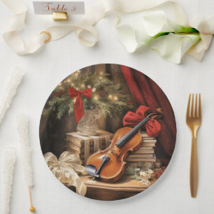 Assiettes En Carton Musique violon de Noël