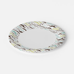 Assiettes En Carton Mustache motif, style rétro 2