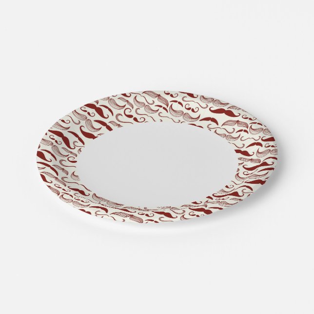 Assiettes En Carton Mustache motif, style rétro 3 (Angle)