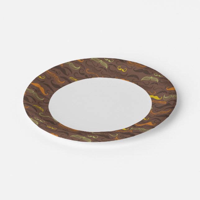 Assiettes En Carton Mustache motif, style rétro 5 (Angle)
