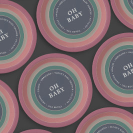 Assiettes En Carton Muted Rainbow Baby shower Girl