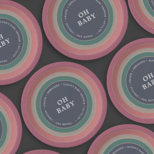 Assiettes En Carton Muted Rainbow Baby shower Girl