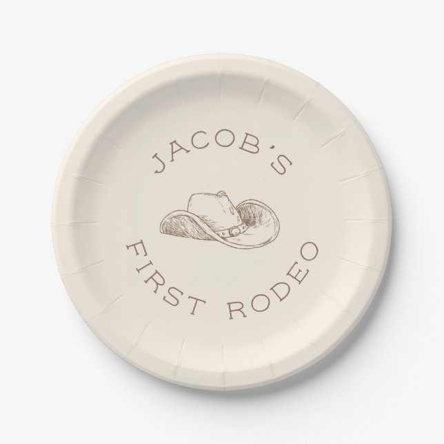 Assiettes En Carton My First Rodeo Customizable Birthday Paper Plate (Devant)