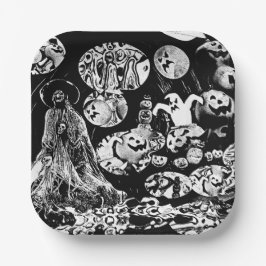 Assiettes En Carton My Super Halloween black and white
