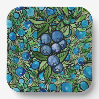 Assiettes En Carton Myrtilles Ferme de myrtilles Bleu