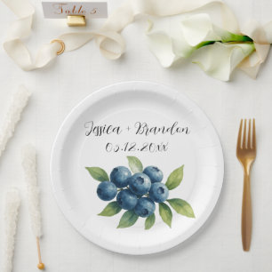 Assiettes En Carton Myrtilles Fruit Myrtille Aquarelle Mariage