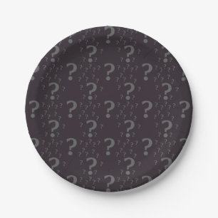 Assiettes En Carton Mystère point d'interrogation énigme puzzle gris