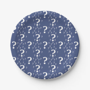Assiettes En Carton Mystère point d'interrogation riddle puzzle bleu