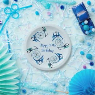 Assiettes En Carton Mythique Animal Bleu Dragons Âge Anniversaire