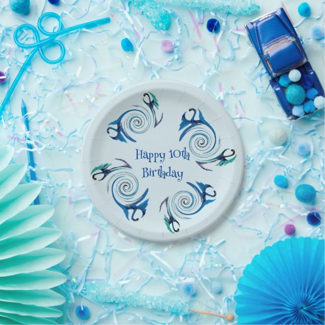 Assiettes En Carton Mythique Animal Bleu Dragons Âge Anniversaire (Fête)