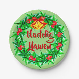 Assiettes En Carton Nadolig Llawen Welsh Joyeux Noël 7"