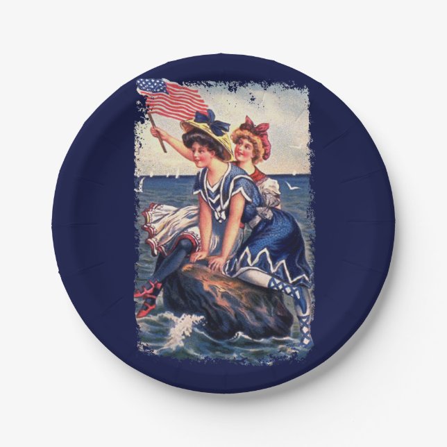 Assiettes En Carton Nageur patriotique vintage (Devant)