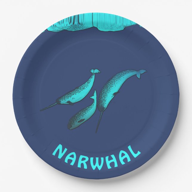 Assiettes En Carton Narwhal (Devant)