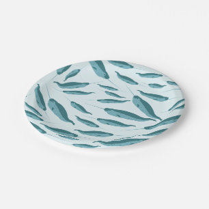 Assiettes En Carton Narwhal dans le Motif de l'océan bleu