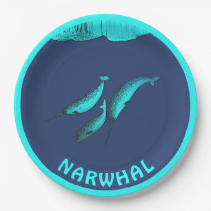 Assiettes En Carton Narwhal Sous La Glace