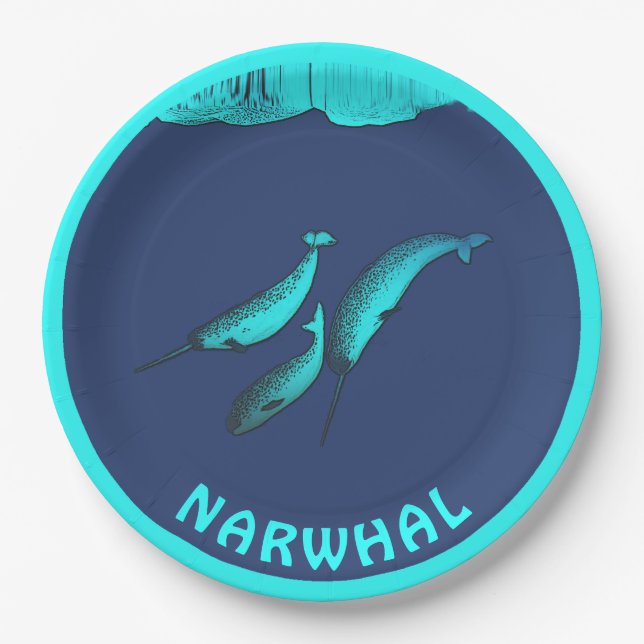 Assiettes En Carton Narwhal Sous La Glace (Devant)
