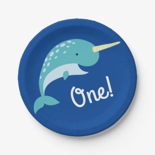 Assiettes En Carton Narwhals Ocean Cute 1er Anniversaire Thème