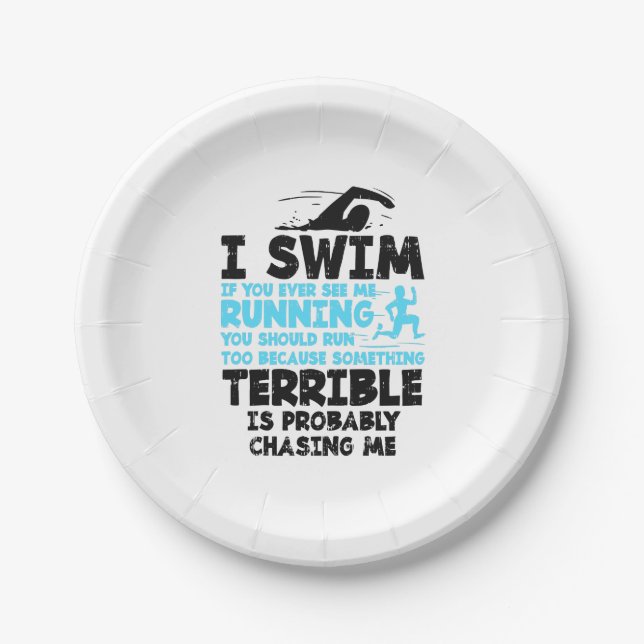 Assiettes En Carton Natation - Je nage (Devant)