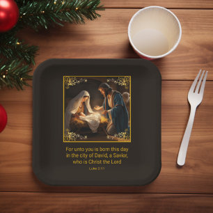 Assiettes En Carton Nativité de Noël Sainte Famille Religieuse