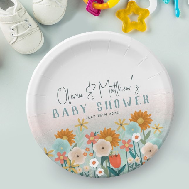 Assiettes En Carton Nature mignonne Baby shower végétal de filles (Créateur téléchargé)