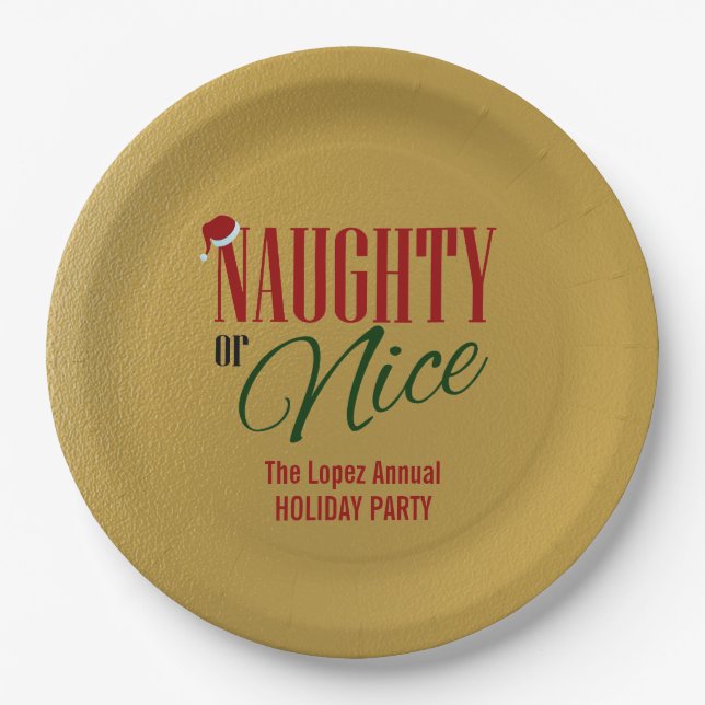 Assiettes En Carton Naughty et Nice Holiday (Devant)