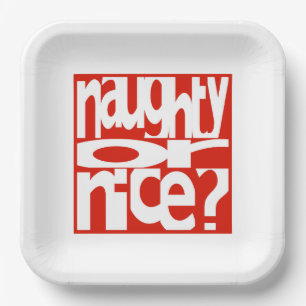 Assiettes En Carton Naughty or Nice Contemporary Christmas Papier Plaq