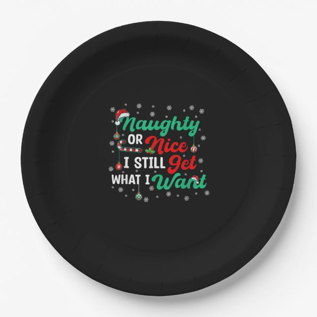 Assiettes En Carton Naughty Or Nice Still Getting Everything Holiday H (Devant)